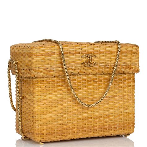 Vintage Chanel Small Picnic Basket Bag Natural 